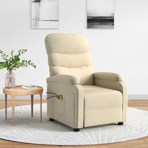 vidaXL Fotoliu de masaj electric rabatabil, crem, textil imagine
