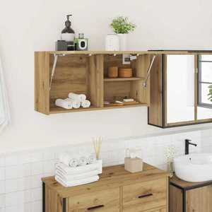 vidaXL Dulap perete baie stejar artizanal, 80x25x40 cm, lemn prelucrat imagine