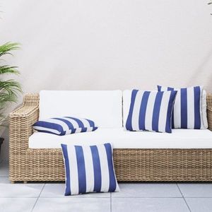 vidaXL Perne decorative, 4 buc., dungi albastru&alb, 50x50 cm, textil imagine