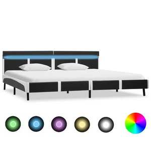 vidaXL Cadru de pat cu LED, gri, 180 x 200 cm, piele artificială imagine