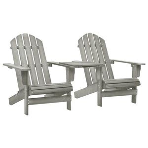 vidaXL Scaune de grădină Adirondack & masă ceai, gri, lemn masiv brad imagine