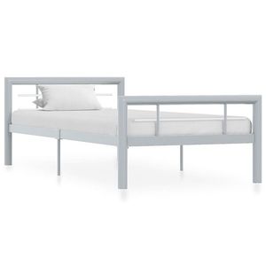 vidaXL Cadru de pat, gri și alb, 90 x 200 cm, metal imagine