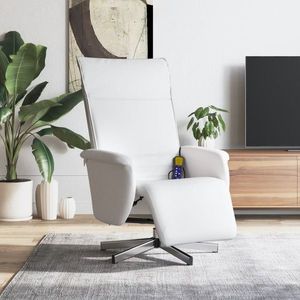 vidaXL Fotoliu de masaj rabatabil, cu taburet, alb, piele ecologică imagine