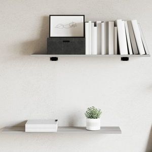 vidaXL Rafturi de perete, 4 buc., gri sonoma, 80x20x1, 5 cm, lemn imagine