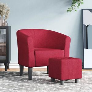vidaXL Fotoliu tip cuvă cu taburet, roșu vin, material textil imagine