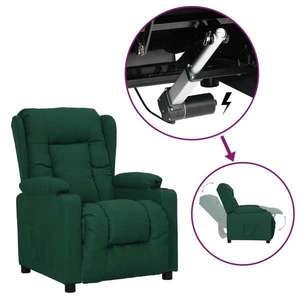 vidaXL Fotoliu cu ridicare, verde închis, material textil imagine