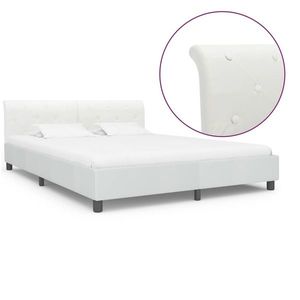 vidaXL Cadru de pat, alb, 180 x 200 cm, piele ecologică imagine