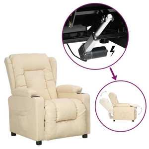 vidaXL Fotoliu cu ridicare, crem, material textil imagine