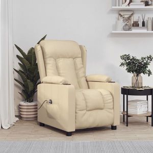 vidaXL Fotoliu rabatabil electric, crem, material textil imagine