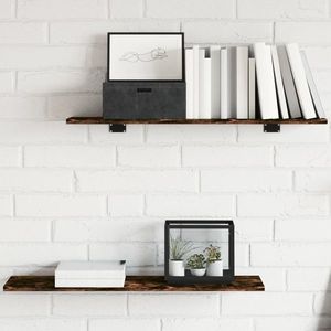 vidaXL Rafturi perete 4 buc. stejar fumuriu 80x20x1, 5 cm lemn compozit imagine