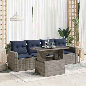vidaXL Set canapea de grădină cu perne, 5 piese, poliratan/lemn acacia imagine