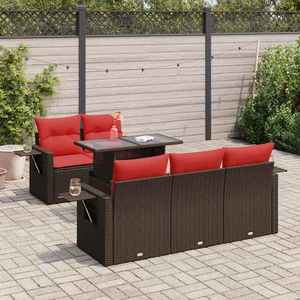 vidaXL Set mobilier grădină cu perne 6 piese gri poliratan/lemn acacia imagine