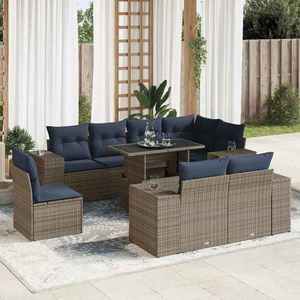 vidaXL Set mobilier grădină cu perne 16piese gri poliratan/lemn acacia imagine