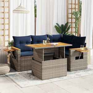vidaXL Set canapea de grădină cu perne, 5 piese, poliratan/lemn acacia imagine