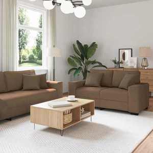 vidaXL Set de canapele cu perne, 3 piese, maro, textil imagine