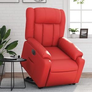 vidaXL Fotoliu rabatabil electric cu ridicare, roșu, piele ecologică imagine