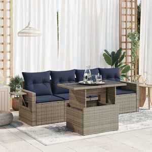 vidaXL Set mobilier de grădină cu perne, 5 piese, poliratan/lemn acacia imagine