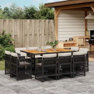 vidaXL Set mobilier de grădină, 11 piese, negru imagine