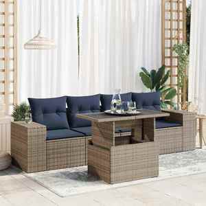 vidaXL Set canapea de grădină cu perne, 5 piese, poliratan/lemn acacia imagine