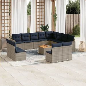 vidaXL Set mobilier de grădină cu perne, 13 piese, gri, poliratan imagine
