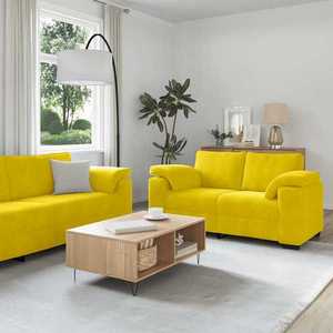 vidaXL Set de canapele cu perne, 3 piese, galben, catifea imagine