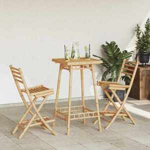 vidaXL Set bar de exterior 3 piese pliabil din bambus imagine