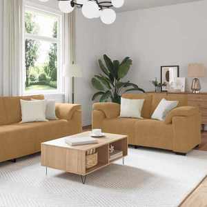 vidaXL Set de canapele cu perne, 3 piese, maro, catifea imagine