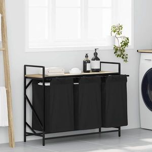vidaXL Coș de rufe 3 compartimente cu raft stejar sonoma imagine