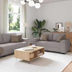 vidaXL Set de canapea cu perne, 3 piese, gri taupe, material textil imagine