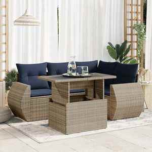 vidaXL Set canapea de grădină cu perne, 5 piese, poliratan/lemn acacia imagine