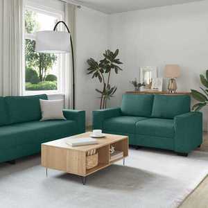 vidaXL Set de canapele cu perne, 3 piese, verde închis, textil imagine
