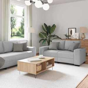 vidaXL Set de canapele cu perne, 2 piese, gri nor, textil imagine