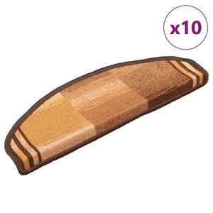 vidaXL Covorașe pentru scări autoadezive, 10 buc., maro, 65x21x4 cm imagine