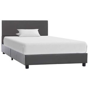 vidaXL Cadru de pat, gri, 90x200 cm, piele ecologică imagine
