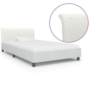vidaXL Cadru de pat, alb, 90 x 200 cm, piele ecologică imagine