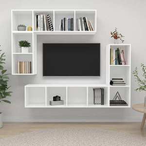 vidaXL Set dulap TV, 4 piese, alb, lemn prelucrat imagine