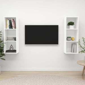 vidaXL Dulapuri TV suspendate, 2 buc. alb, lemn prelucrat imagine