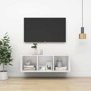 vidaXL Dulap TV montat pe perete, alb, 37x37x107 cm, PAL imagine