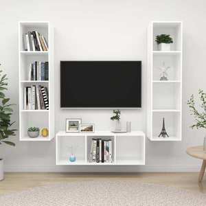vidaXL Set de dulapuri TV, 3 piese, alb, lemn prelucrat imagine