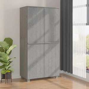 vidaXL Dulap haine „HAMAR” gri deschis 89x50x180 cm, lemn masiv de pin imagine
