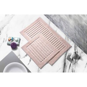Set covorase de baie 2 piese, Alanur Home, COTTONKT000056, Bumbac, Roz pudra imagine