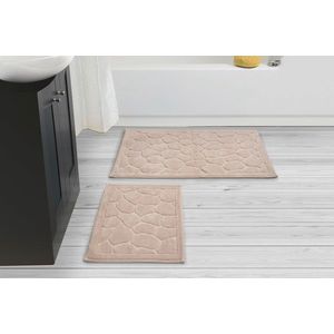 Set covorase de baie 2 piese, Alanur Home, COTTONKT000133, Bumbac, Roz pudra imagine