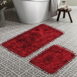 Set covorase de baie 2 piese, Alanur Home, COTTONKT000750, Bumbac, Rosu claret imagine