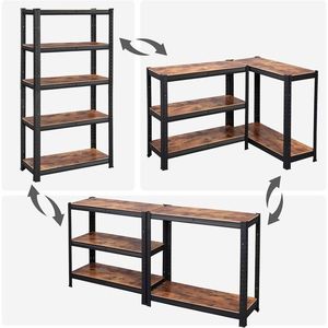 Raft modular pentru depozitare Songmics, 75 x 30 x 150 cm, MDF/otel, maro rustic imagine