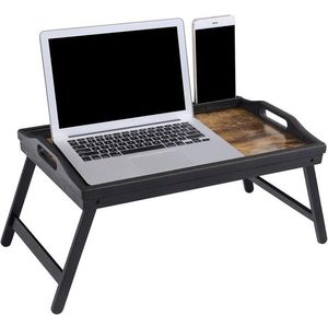 Masuta pentru mic dejun / laptop, Songmics, 50 x 30 x 26 cm, bambus/MDF, maro rustic imagine