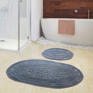 Set covorase de baie 2 piese, Alanur Home, COTTONKT000073, Bumbac, Gri imagine