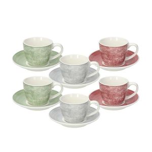 Set 6 cesti de cafea cu farfurie Iris Petra, Tognana Porcellane, 80 ml, portelan New Bone China, multicolor imagine
