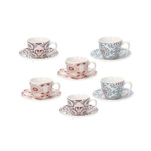 Set 6 cesti de cafea cu farfurie Iris Ribeira, Tognana Porcellane, 80 ml, portelan New Bone China, multicolor imagine