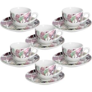 Set 6 cesti de cafea cu farfurie Calypso, Andrea Fontebasso, 100 ml, portelan, multicolor imagine