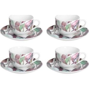 Set 4 cesti de cafea cu farfurie Calypso, Andrea Fontebasso, 220 ml, portelan, multicolor imagine